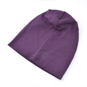 Classic purple knit beanie cap for women with glittering rhinestones for winter warmth