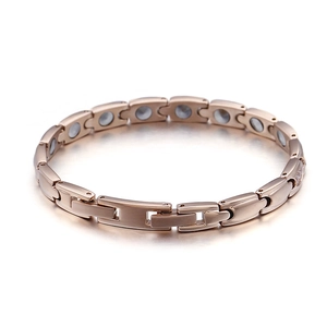 Bracelet à maillons en acier inoxydable or rose pour couples avec pierres magnétiques