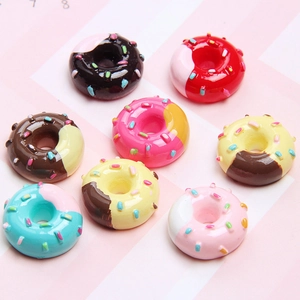 Set of 8 colorful miniature resin donuts with realistic frosting and sprinkles for DIY crafts