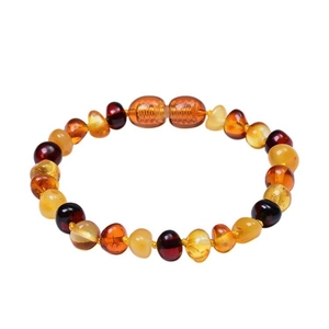 Authentic Baltic amber baby bracelet featuring multi-color irregular amber beads