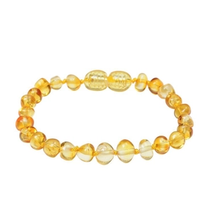 Handmade Baltic amber beaded bracelet for babies with natural translucent yellow stones