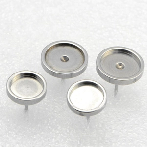 Stainless Steel Earring Post Base Round Bezel Tray Flat Pad For Stud DIY Jewelry Making Findings