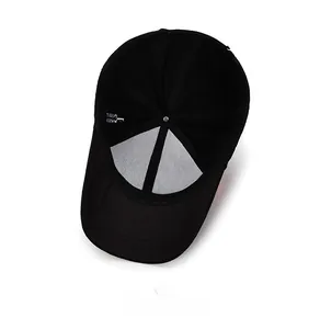 Vue détaillée de l'intérieur d'une casquette noire montrant la structure et la bande
