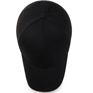 Casquette de baseball classique en coton noir avec design à six panneaux et visière