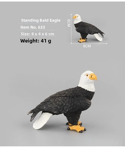 Detailed view of standing bald eagle model with dimensions 8x4x6cm and realistic texture