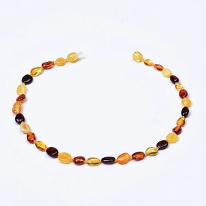 Collier multicolore en perles d'ambre pour bébés avec perles naturelles jaunes et oranges