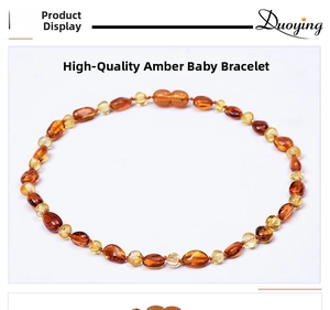 Bracelet pour bébé en ambre de la Baltique avec perles arrondies de couleurs variées
