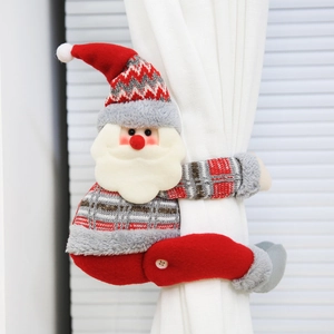 Plush Santa Claus curtain buckle tieback for Christmas home and hotel window decoration
