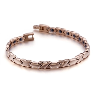 Magnetic Therapy Bracelet For Women Rose Gold Plated Stainless Steel X Link Geometric Fashion Elegant Accessory