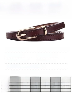 Size chart for women's genuine leather belt with measurements for sizes 95cm to 120cm