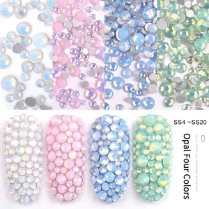 Strass per Nail Art in Opale a Fondo Piatto Dimensioni Miste Perle di Cristallo di Vetro per Decorazioni Fai da Te Manicure Pietre Opali Neve Rosa Blu Verde