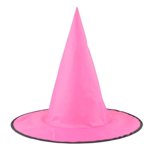 Pink and black pointed wizard hat for Halloween cosplay and party decorations
