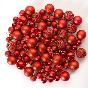 100pcs red Christmas ball ornaments set with matte, glitter, and hollow out designs