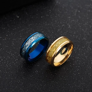 Bague en Acier Inoxydable Dragon Celtique pour Hommes Femmes Style Rétro Punk Large Alliance Ajustement Confortable Bijoux de Mode Cadeau