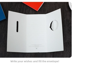 Detailed tri-fold Christmas card with writing lines and unique die-cut wing shapes