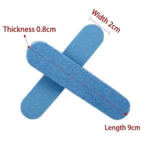 Mini dual-sided blue nail buffer sponge strips for polishing, dimensions 9x2x0.8 cm
