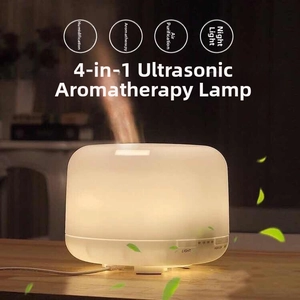 Detailed view of white ultrasonic humidifier with 4-in-1 mist and night light function