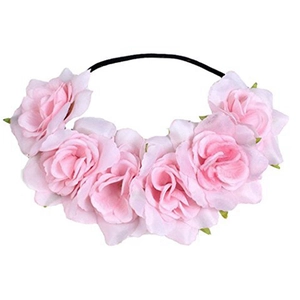 Pink artificial rose elastic headband for American Independence Day party hair accessory