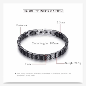 Detailed technical diagram of 7mm ceramic bracelet showing dimensions and specifications