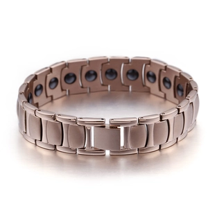 Bracelet de magnétothérapie en or rose pour hommes et femmes avec maillons en acier poli