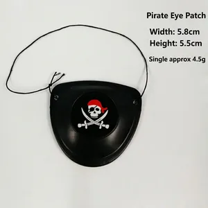 Black pirate eye patch with red skull and crossbones icon for Halloween costume