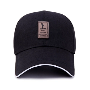 Classic black baseball cap with leather golf patch and stylish white sandwich brim