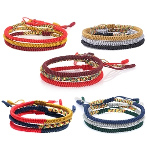 Handmade Woven Bracelet Vajra Knot Cord Adjustable Ethnic Style Lucky Jewelry Gift For Men Women