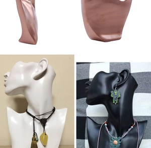 Detailed comparison of white black and rose gold resin jewelry mannequin busts for necklaces