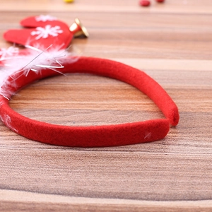 Christmas reindeer antler headband with white snowflakes, golden bells and faux fur trim