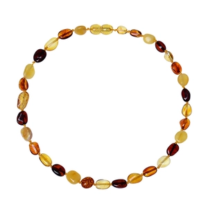 Collier De Dentition En Ambre Naturel Pour Bébé Perles Irrégulières Polies Multicolores Avec Fermoir De Sécurité