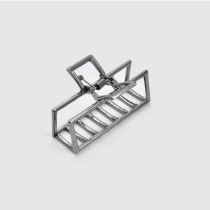 Grande pinza per capelli geometrica rettangolare vuota in metallo canna di fucile