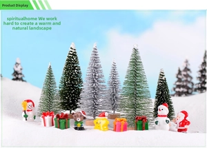 Miniature Christmas tree set with snowman and Santa figures for holiday micro landscapes
