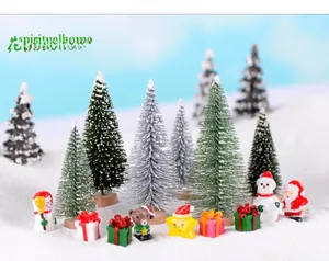 Miniature Christmas landscape set with pine trees snowmen and festive bears decor