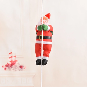Classic climbing Santa Claus on white cotton rope for indoor Christmas tree decoration