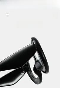 Detailed close-up of glossy black oversized frame hinges with lightweight flexible material