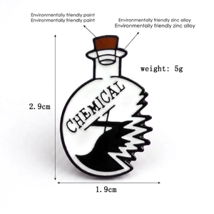Chemical chemical waste enamel pin in zinc alloy with potion bottle design for bags
