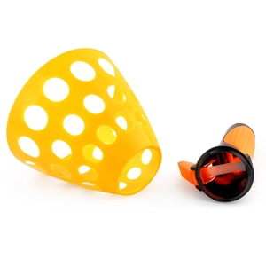 Jouet de sport de plein air catapulte à balle avec panier jaune et lanceur orange