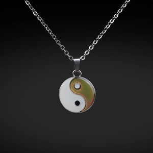Chinese Tai Chi Yin Yang temperature sensitive mood necklace for men in stainless steel