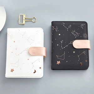 Constellation PU Leather Notebook Starry Sky Journal Thick Paper Snap Button Closure Small Personal Diary