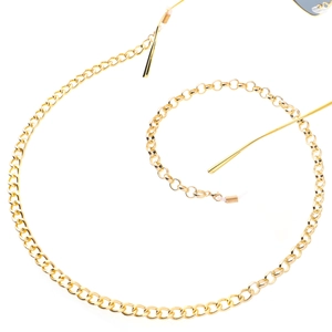 Minimalist gold metal eyeglass chain with non-slip loops for versatile style and secure fit