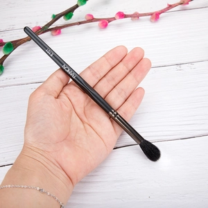Detailed macro shot of E101 fluffy goat hair blending brush for nose and eye makeup