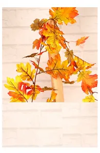 Détail macro d'une vigne d'érable artificielle aux couleurs d'automne et veines réalistes