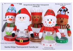 Set of five Christmas candy jars with 25cm height and transparent plastic body detail