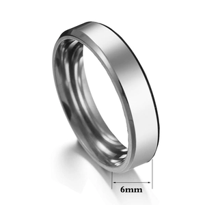 Polished 6mm silver stainless steel ring with flat mirror finish for men and women