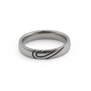Titanium steel couple ring featuring a modern silver-toned spiral engraved pattern
