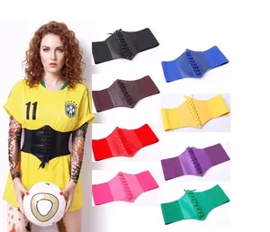 Elastic wide corset belt for women available in multiple colors including black and red