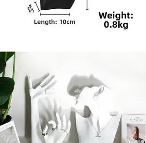 Artistic white matte resin jewelry bust stand for showcasing rings and necklaces