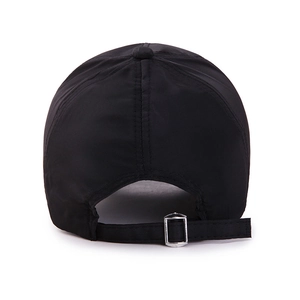 Black casual baseball cap for men and women featuring a silver metal adjustment buckle