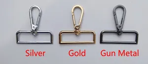 Close-up of adjustable strap metal lobster clasps in silver, gold and gunmetal finishes