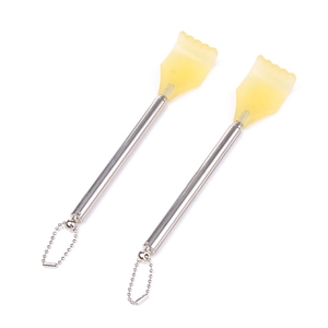 Telescopic stainless steel back scratcher set with yellow claw and portable metal chain